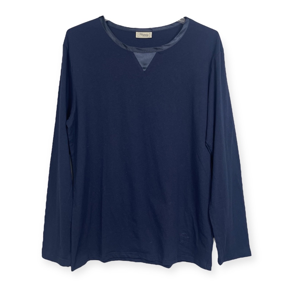 Temperley London Navy Blue Airline Pajama Top Only Men’s L Cotton Long Sleeve